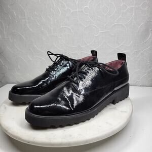 Franco Sarto Carey2 Black Patent Lace-Up Loafers Women’s 11 Chunky Sole Oxford